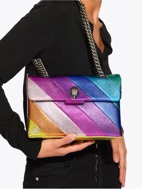 Multi-Color Metallic Stripe Shoulder Bag